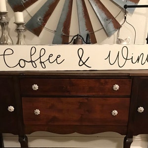 Coffee and wine sign / country rustic wall decor / kitchen sign / large coffee sign
