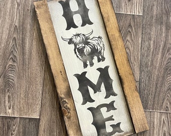 Rustic cow sign / home sign / home sweet home sign / farmhouse sign