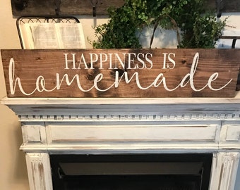 Happiness is homemade sign / kitchen sign / cooking sign / farmhouse kitchen sign / rustic kitchen decor