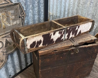 Faux cowhide wooden box / western decor / cow decor