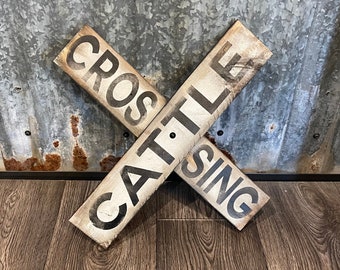 Cattle Crossing sign / rustic cow decor / cow sign / western sign / farmhouse sign