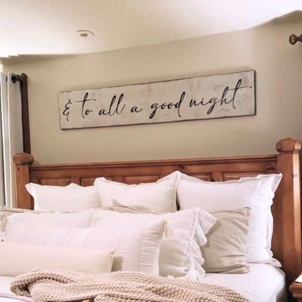 Hand Painted 'And to All a Good Night' Farmhouse Bedroom Sign