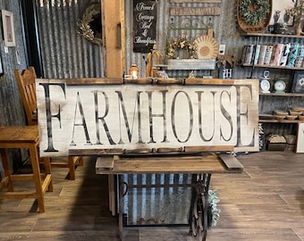 Huge farmhouse sign / 48” x 16” / unique vintage farmhouse sign / distressed sign / antique sign