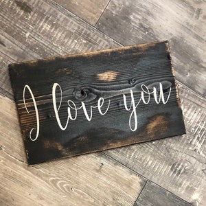 Small I love you sign/ black distressed sign / farmhouse wall decor / love sign image 4