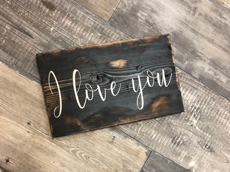 Small I love you sign/ black distressed sign / farmhouse wall decor / love sign image 4