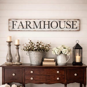 Hand Painted Farmhouse Sign: Rustic Distressed Wood Wall Decor