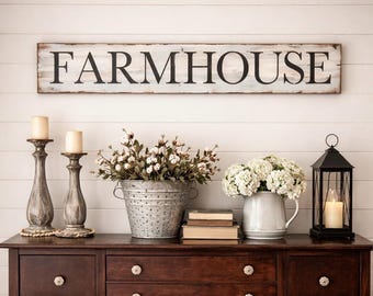 Hand Painted Farmhouse Sign: Rustic Distressed Wood Wall Decor