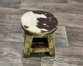 Cow stool  / small stool with cow fabric / faux cowhide decor / western decor / small riser