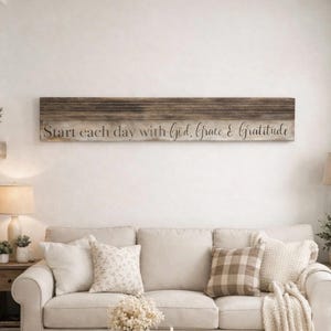Hand Painted Wood Sign, Scripture Verse Decor, God Grace Gratitude Farmhouse Style