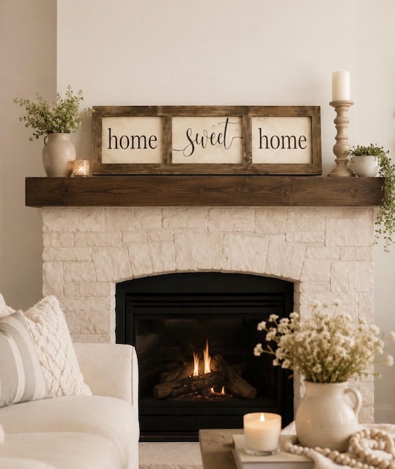 Distressed Home Sweet Home Sign, Rustic Farmhouse Wall Decor