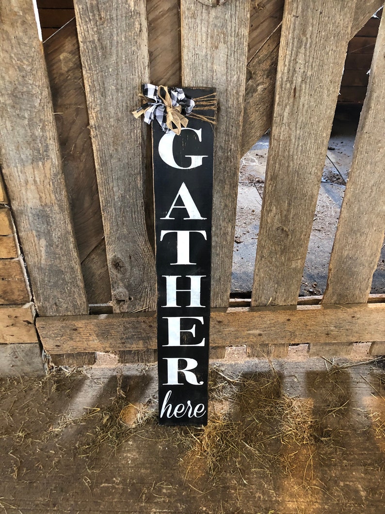 Gather here sign with bow  vertical gather sign  gather sign  etsy Gather here sign with bow  vertical gather sign  gather sign  etsy