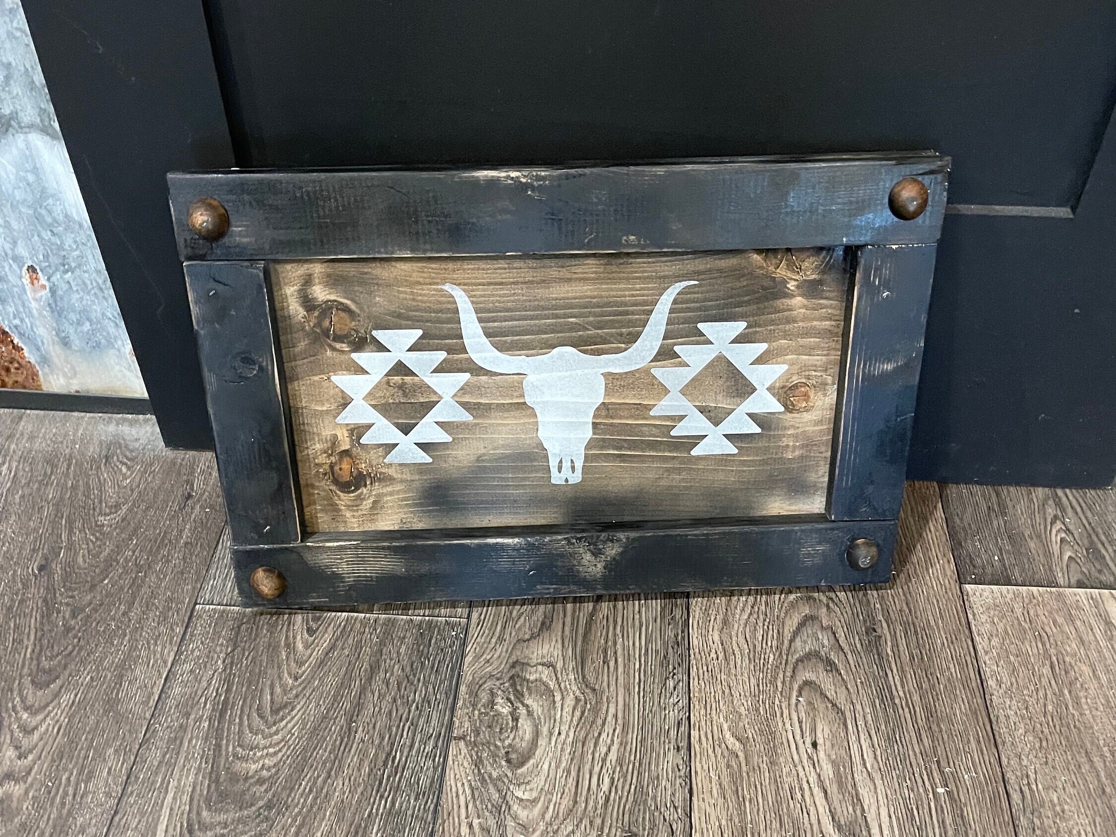 Aztec Cow Wood Sign: Rustic Western Decor (18” X 11.25”) - Etsy
