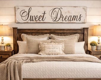 Sweet Dreams Sign, Rustic Farmhouse Bedroom Decor