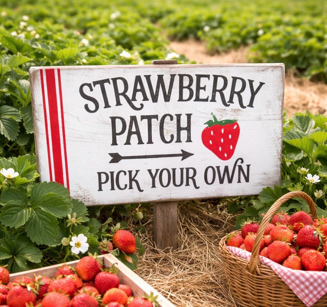 Rustic Strawberry Sign Vintage Strawberry Patch Sign: Rustic Farmhouse Decor - Etsy