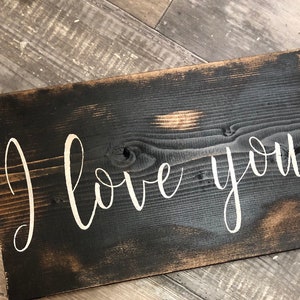 Small I love you sign/ black distressed sign / farmhouse wall decor / love sign image 3