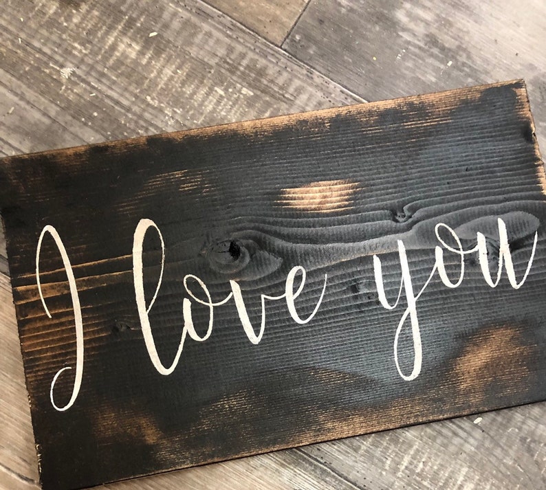 Small I love you sign/ black distressed sign / farmhouse wall decor / love sign image 3