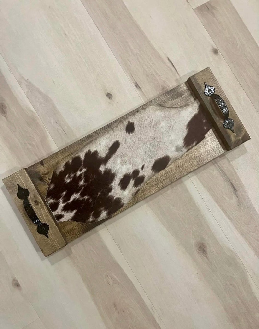 Cow Fabric Tray: Rustic Western Decor (20" x 7.25")