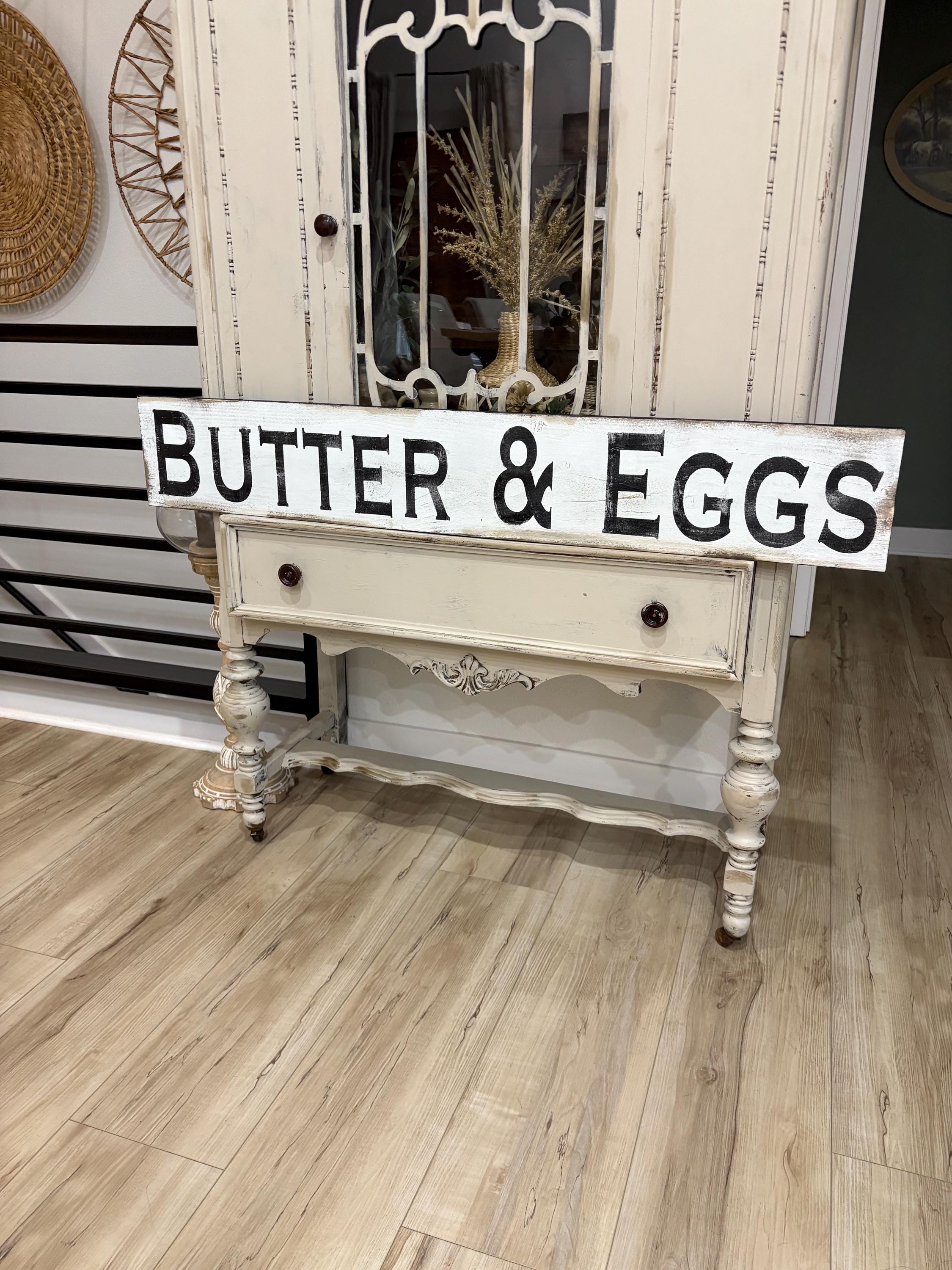 Hand Painted Farmhouse Sign: Rustic Distressed Wood Wall Decor - Butter ...