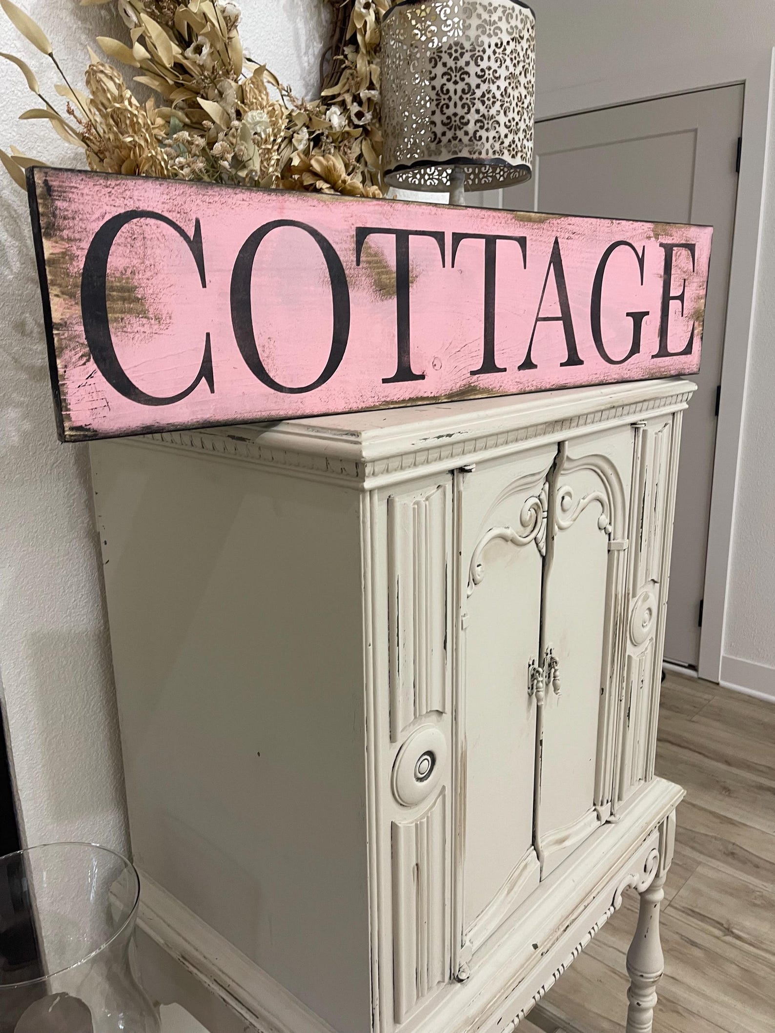 Hand Painted Pink Cottage Sign, Rustic Farmhouse Decor - Etsy