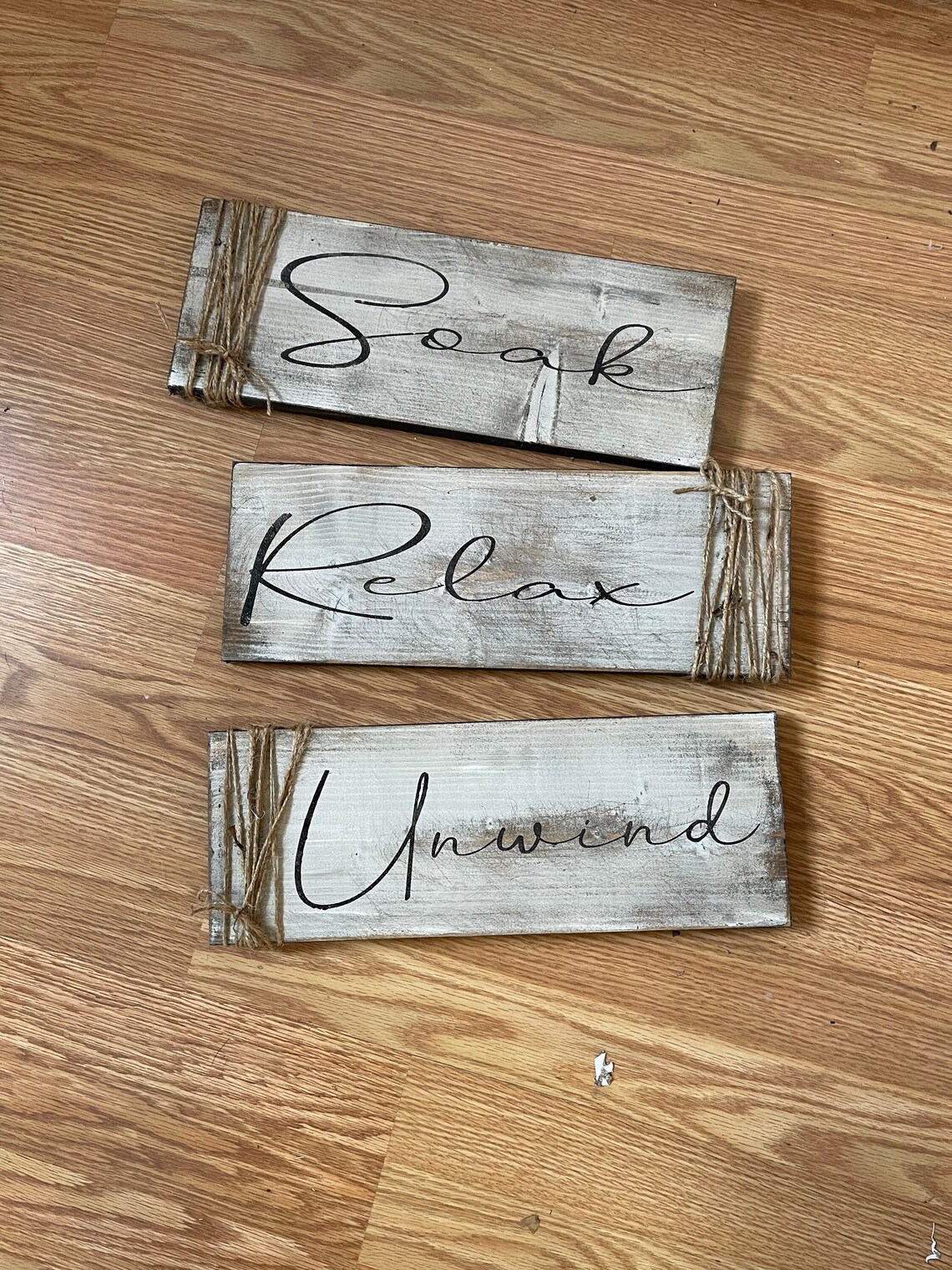 Set of 3 Bathroom Signs / Soak Relax Unwind Signs / Rustic Etsy
