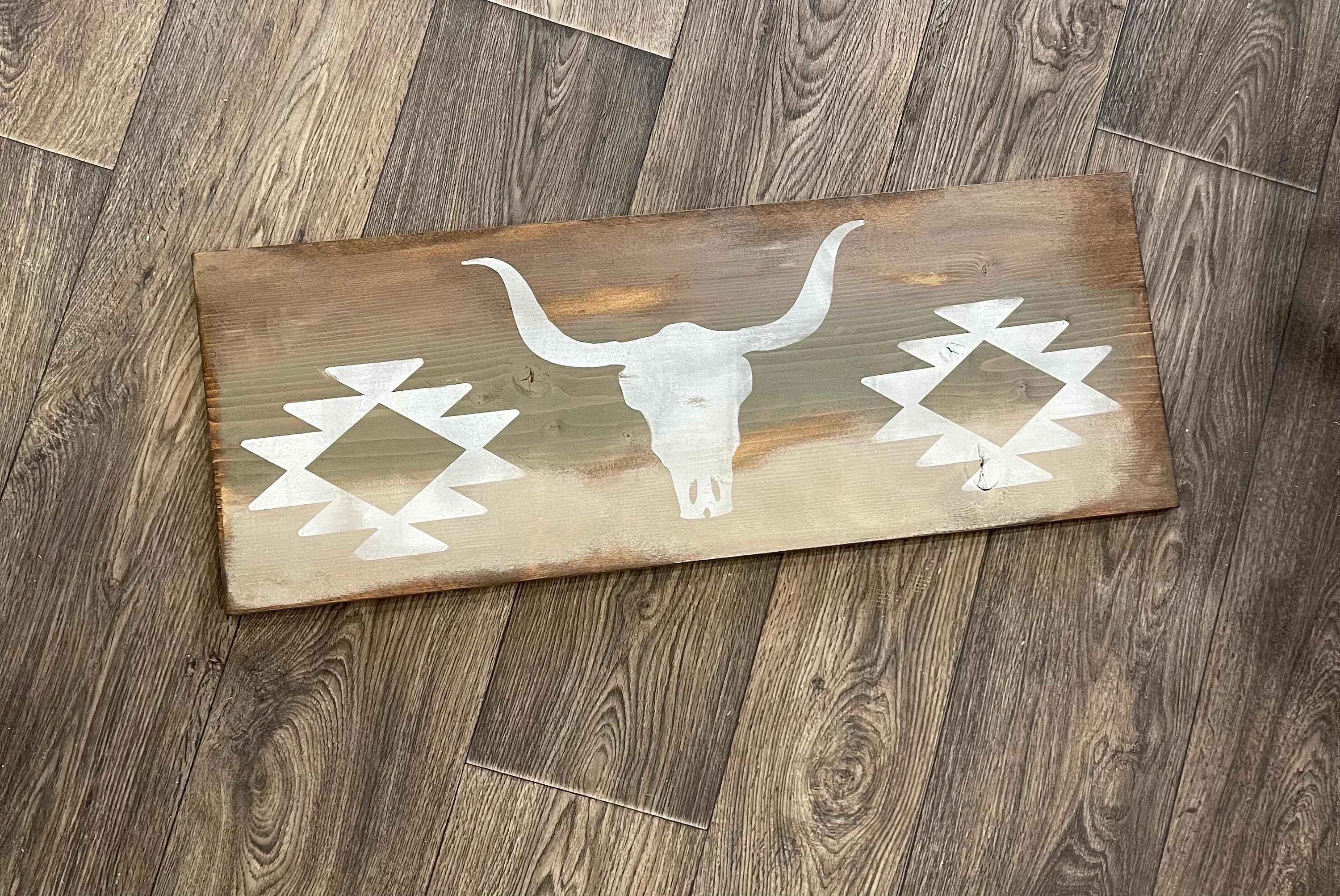 Aztec Cow Sign / Western Sign / Unique Rustic Sign / Cow Decor ...