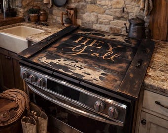 Farmhouse Cow Kitchen Decor – Stove Top Cover Rustic Style - noodle board