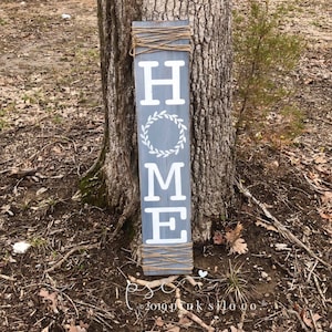 Farmhouse home sign with painted wreath / home sign / rustic home sign / family sign / distressed sign