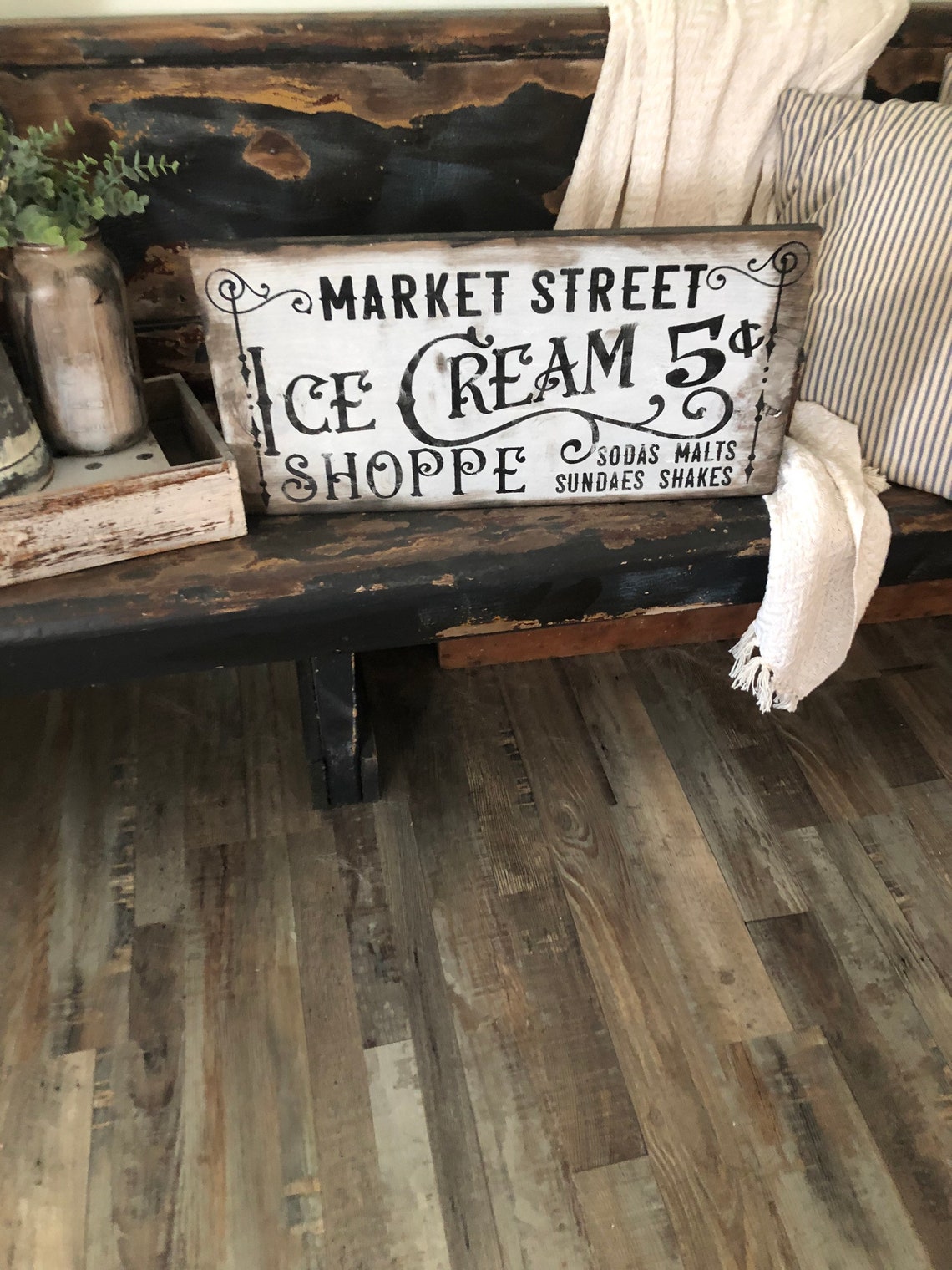 Vintage Ice Cream Sign / Farmhouse Sign / Drug Store Sign / Old Time ...