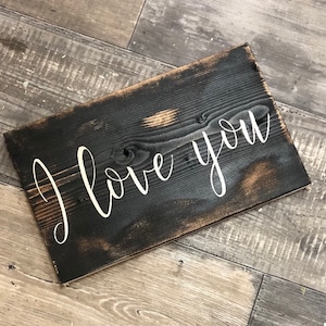 Small I love you sign/ black distressed sign / farmhouse wall decor / love sign image 2