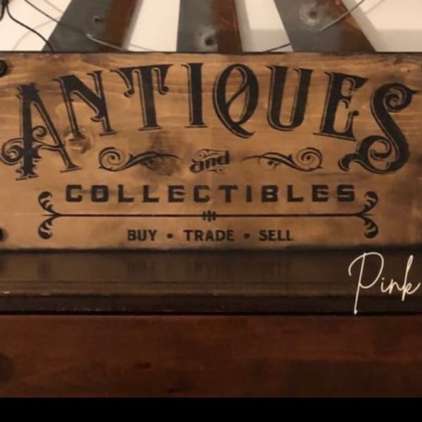 Antiques sign / vintage inspired antique sign / 28” x 11.25” / flea market sign / farmhouse sign