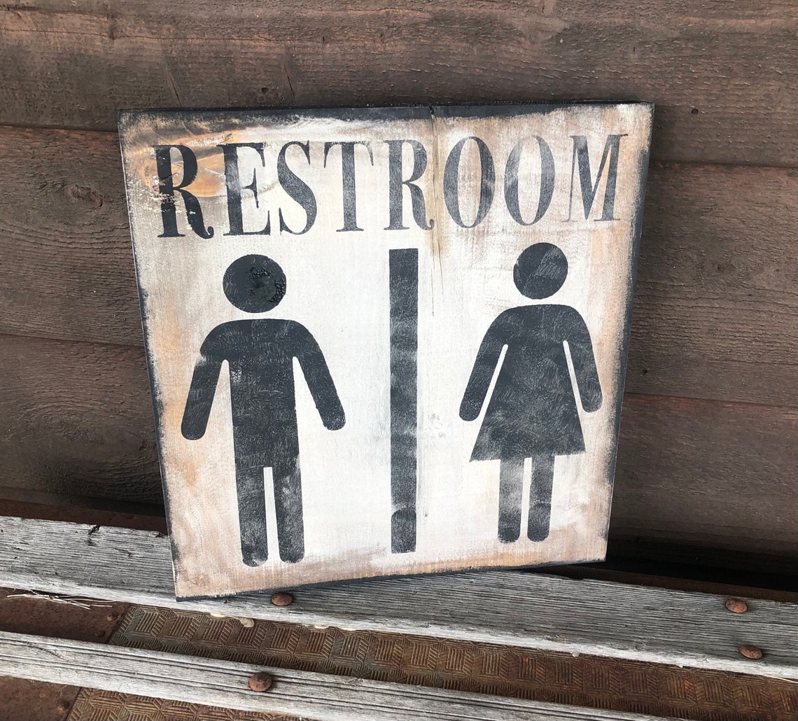 Rustic Restroom Sign / His and Hers Sign / Bathroom Sign / - Etsy