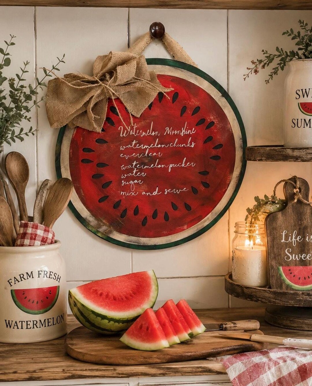 Watermelon Signs Watermelon Recipe Sign / Rustic Watermelon Hand Painted Wood Sign ...