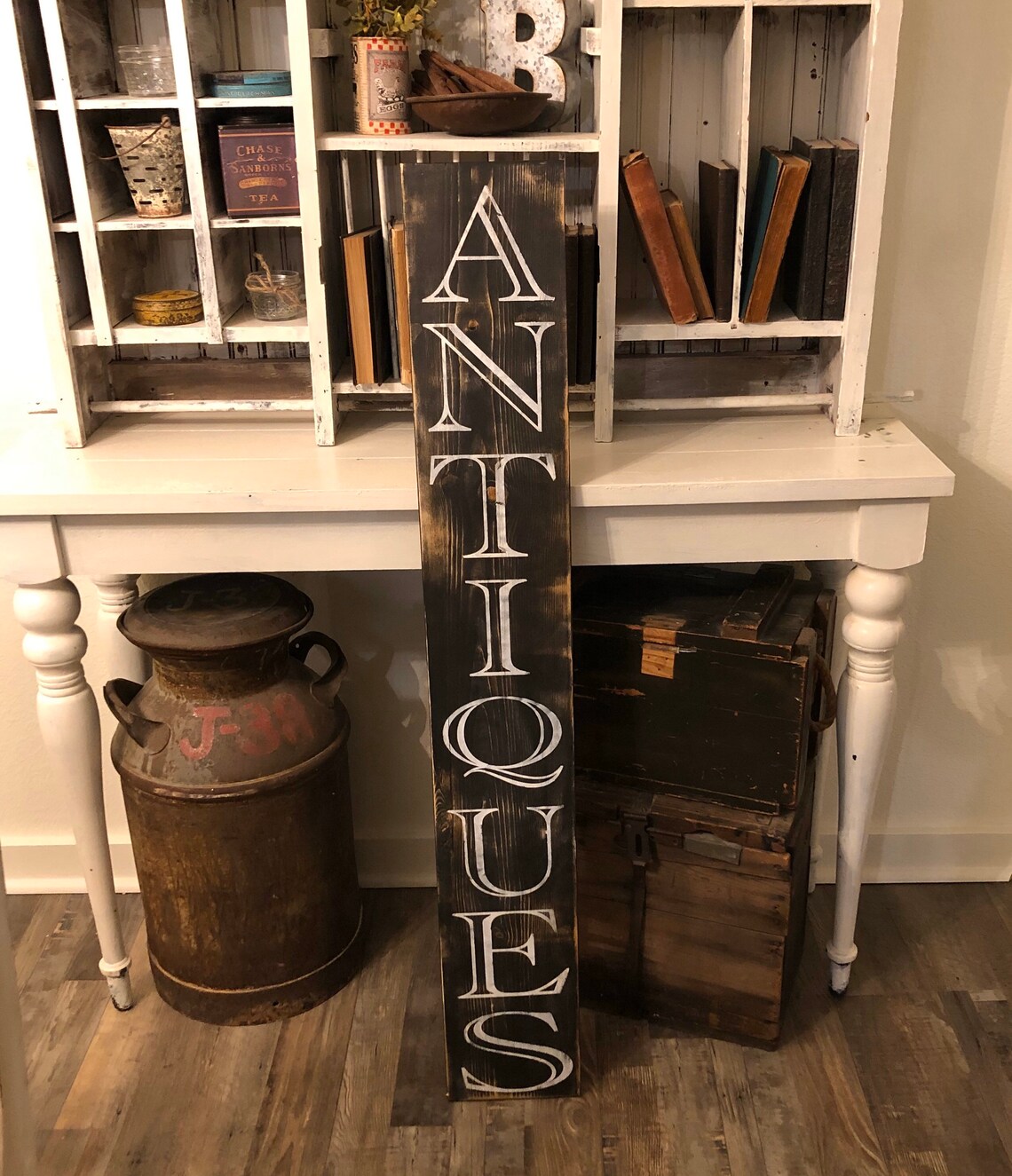 Antiques Sign, Rustic Wood, Farmhouse Decor, Vertical Wall - Etsy