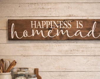 Happiness is Homemade Sign, Rustic Farmhouse Kitchen Decor