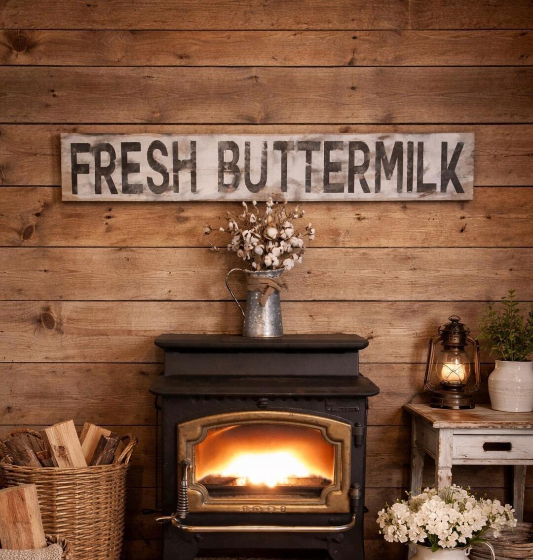 Fresh Buttermilk Sign / Farmhouse Sign / Primitive Sign / Rustic Sign ...