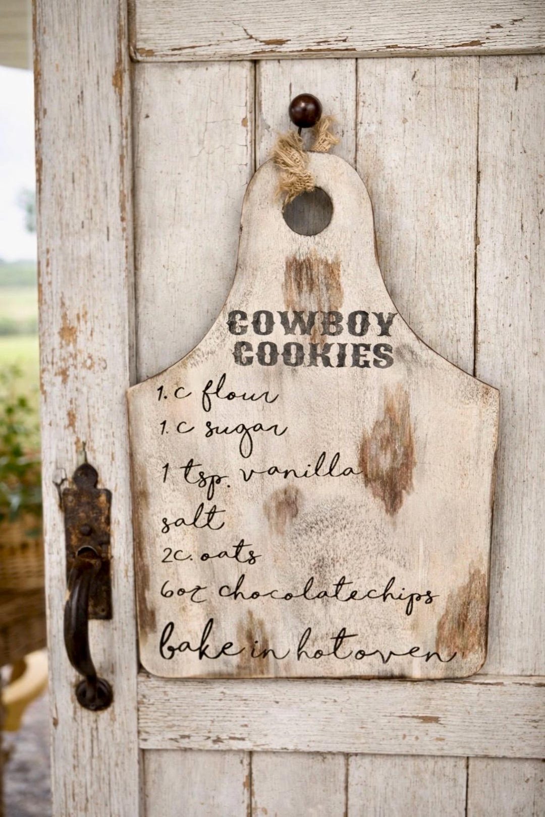 Hand-painted Cowboy Cookies Recipe Wood Sign – Rustic Farmhouse Kitchen ...