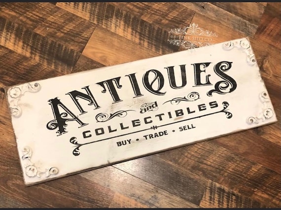 Handmade Antiques Sign: Rustic Farmhouse Decor (28” X 11.25
