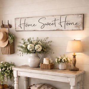 Home Sweet Home Sign - Rustic Wood Wall Decor - Farmhouse Style - Entryway Decor