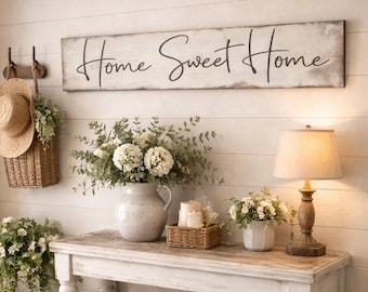 Home Sweet Home Sign - Rustic Wood Wall Decor - Farmhouse Style - Entryway Decor