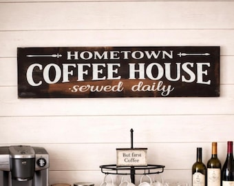 Coffee sign / coffee house sign / farmhouse coffee sign / farmhouse sign / rustic kitchen sign / vintage coffee sign