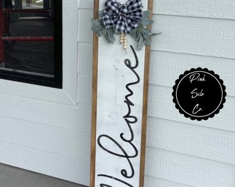 Front porch sign / Vertical welcome sign / rustic sign / modern farmhouse front door sign / farmhouse decor