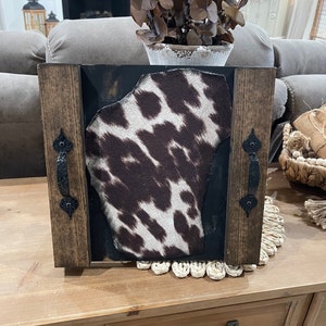 Cow tray / small tray with cow fabric / faux cowhide decor / western decor