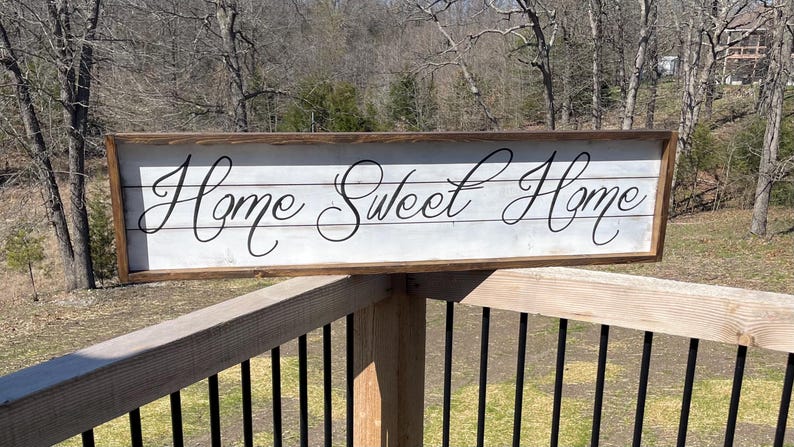 Hand Painted 'Home Sweet Home' Farmhouse Sign - Distressed Espresso Frame image 3