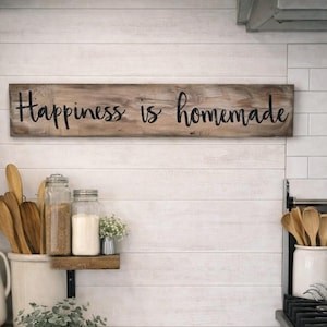 Happiness is homemade/ hand painted sign/ wood / kitchen sign image 1