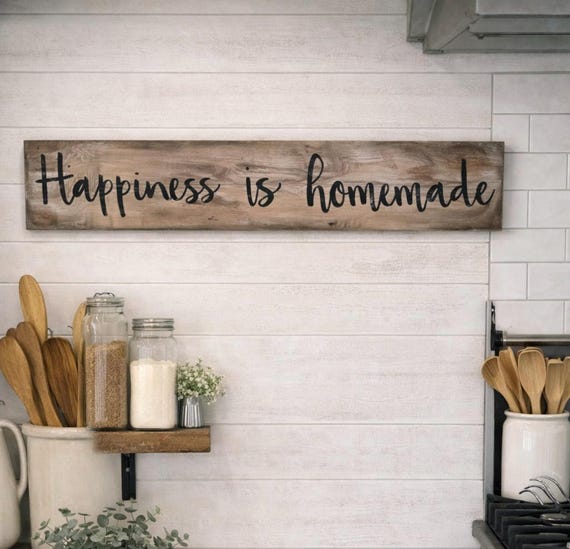 Happiness is homemade/ hand painted sign/ wood / kitchen sign