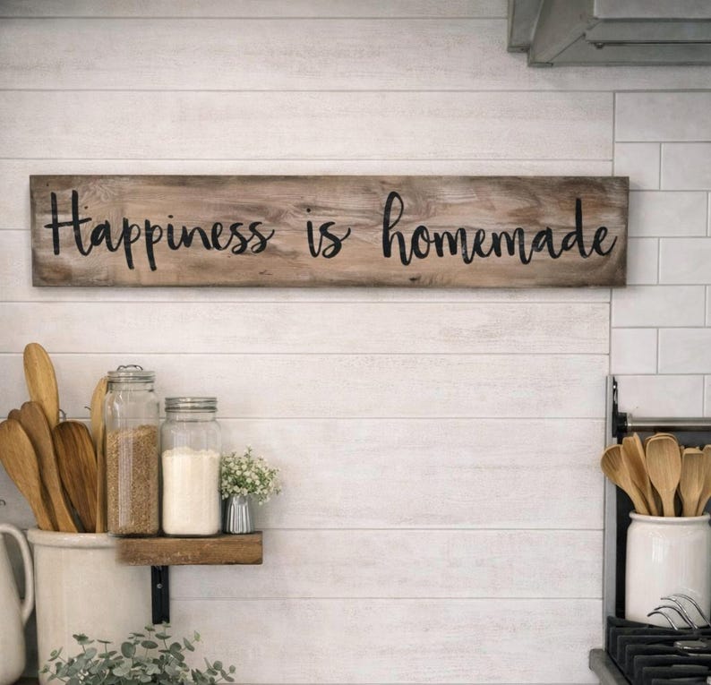 Happiness is homemade/ hand painted sign/ wood / kitchen sign image 1