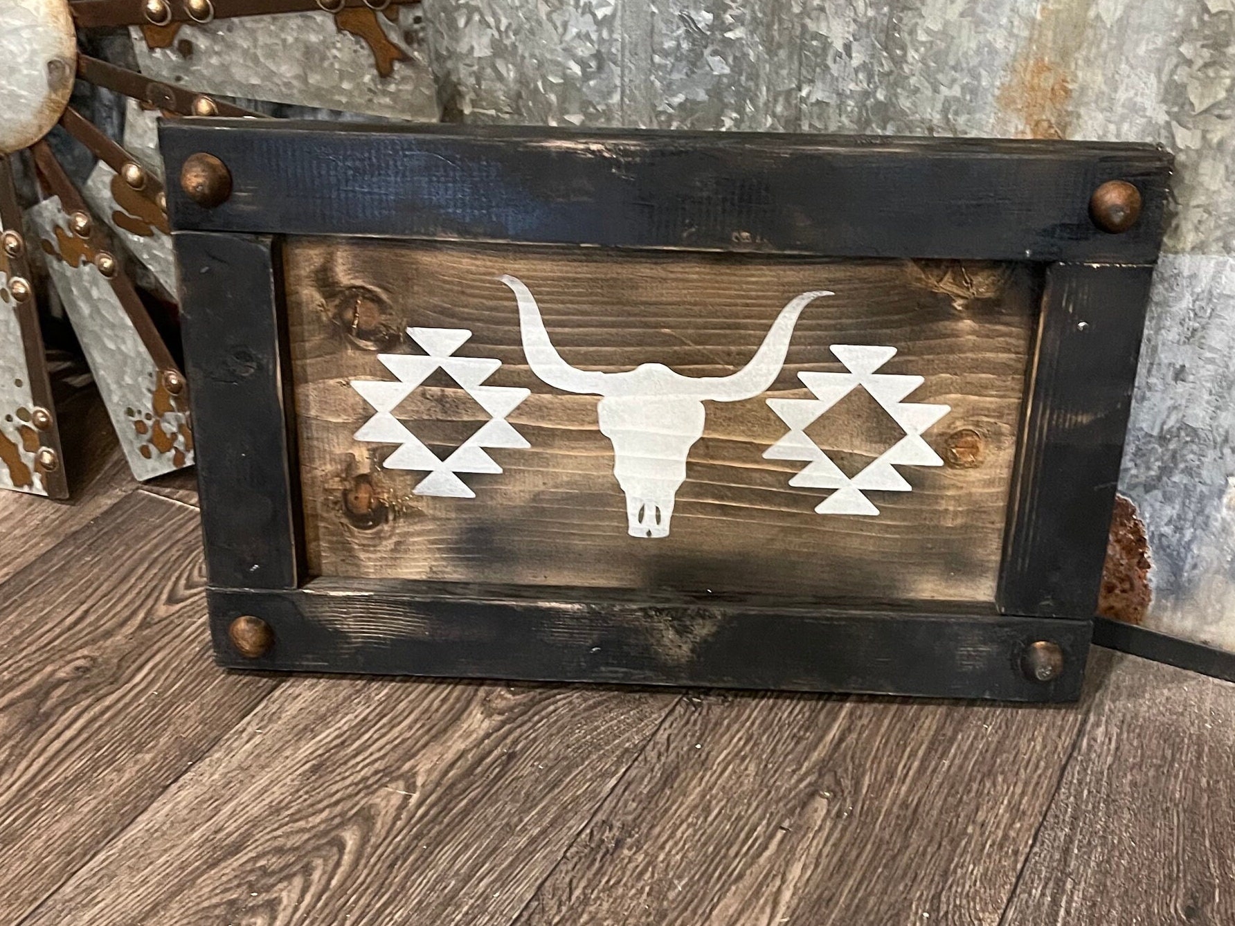 Aztec Cow Wood Sign: Rustic Western Decor (18” X 11.25”) - Etsy