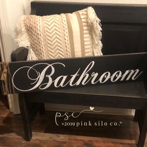 Farmhouse bathroom sign / rustic hand painted wall decor / distressed bathroom sign / farmhouse decor / country bathroom sign