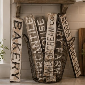 Handmade Rustic Farmhouse Sign: Milk & Dairy, Farmers Market (24 x 3.5 inches)
