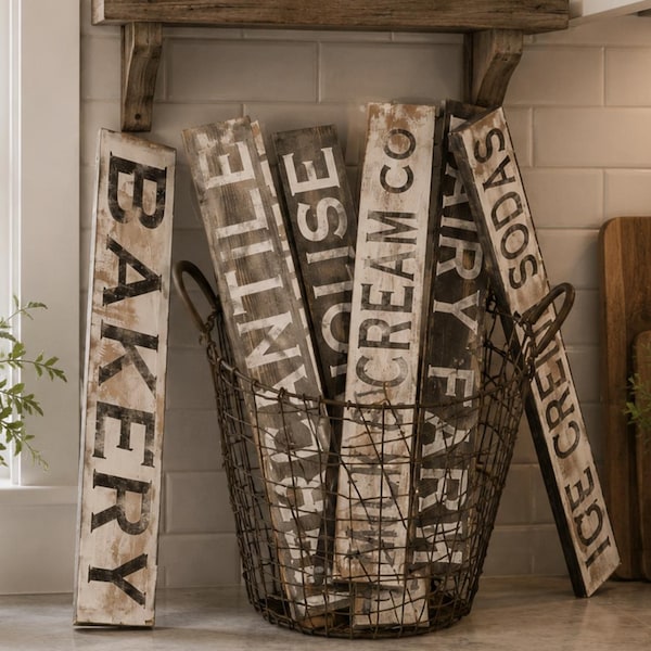 Handmade Rustic Farmhouse Sign: Milk & Dairy, Farmers Market (24 x 3.5 inches)